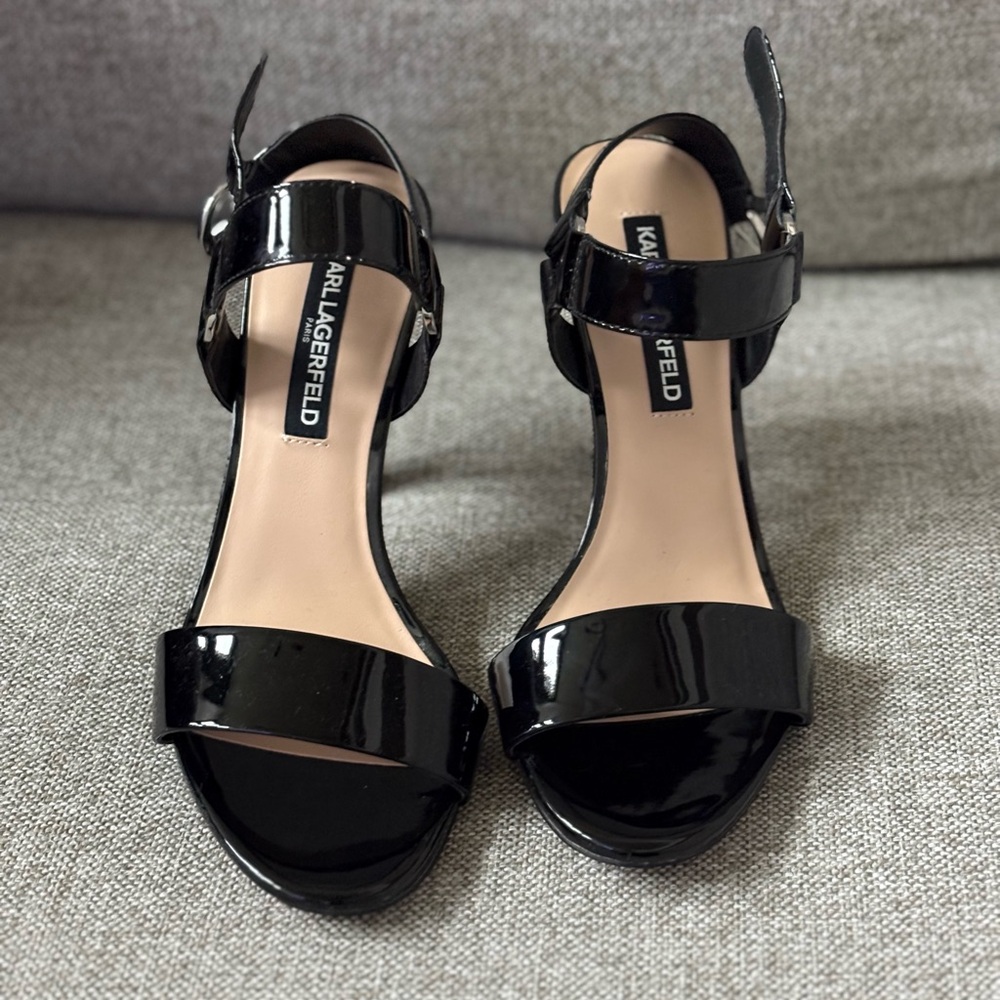 Black patent leather Karl Lagerfeld heels, size 9
